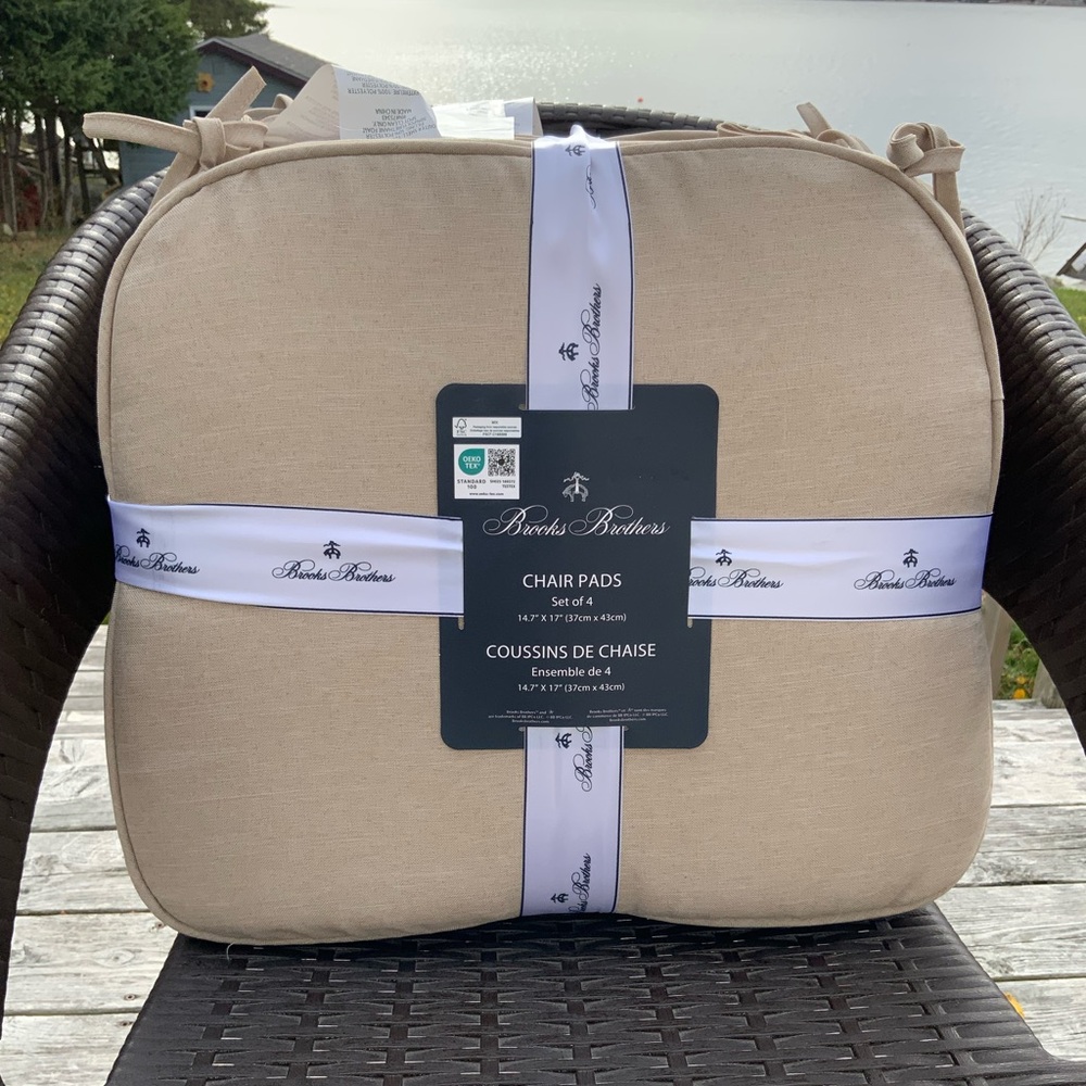 Brooks Brothers Beige Chair Pads - Set of 4